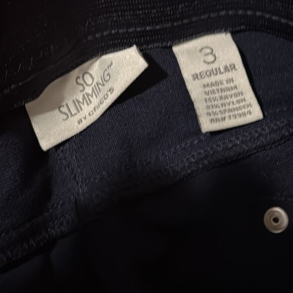 Chicos Navy Stretch So Slimming Office Blazer And Pants Coord Set Size XL Comfy - Picture 7 of 7